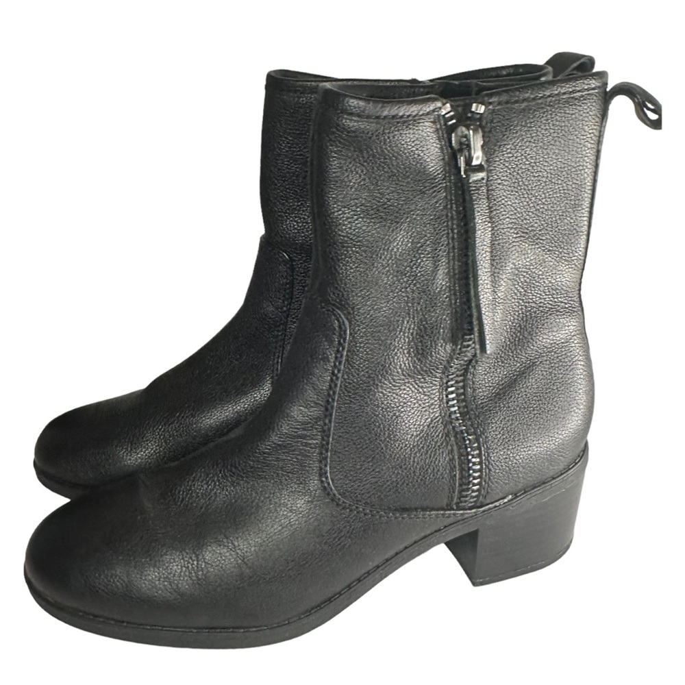 Clarks Women's Nevella Devon Black Leather Side Zip Ankle Boots Size 10 - Picture 2 of 10